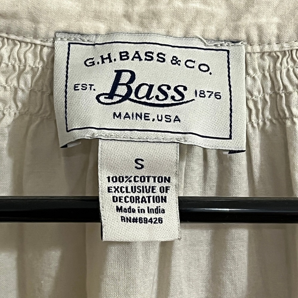 G.H. Bass & Co. Peasant Blouse Womens S Beige Embroidered Boho Neutral Coastal - Picture 3 of 9